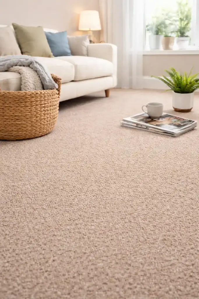 Beige soft carpet flooring in a modern living room – flooring Liverpool