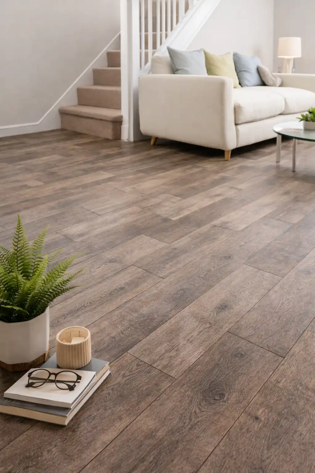 Wood effect LVT flooring in a modern living room – flooring Liverpool