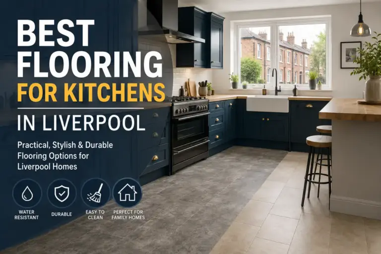 Modern Liverpool kitchen with durable stone-effect flooring and practical flooring options for family homes